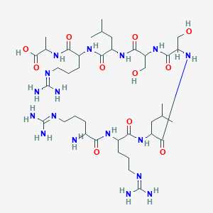 molecular formula C39H75N17O11 B3030646 2-[[2-[[2-[[2-[[2-[[2-[[2-[[2-氨基-5-(二氨基亚甲基氨基)戊酰基]氨基]-5-(二氨基亚甲基氨基)戊酰基]氨基]-4-甲基戊酰基]氨基]-3-羟基丙酰基]氨基]-3-羟基丙酰基]氨基]-4-甲基戊酰基]氨基]-5-(二氨基亚甲基氨基)戊酰基]氨基]丙酸 CAS No. 93674-74-9
