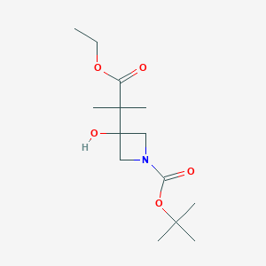 molecular formula C14H25NO5 B3030647 Tert-butyl 3-(1-ethoxy-2-methyl-1-oxopropan-2-yl)-3-hydroxyazetidine-1-carboxylate CAS No. 936850-10-1