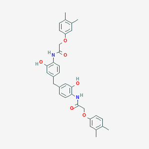 molecular formula C33H34N2O6 B303067 2-(3,4-dimethylphenoxy)-N-[4-(4-{[(3,4-dimethylphenoxy)acetyl]amino}-3-hydroxybenzyl)-2-hydroxyphenyl]acetamide 
