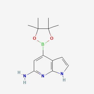 molecular formula C13H18BN3O2 B3030683 1H-吡咯并[2,3-B]吡啶-6-胺，4-(4,4,5,5-四甲基-1,3,2-二恶杂硼环-2-基)- CAS No. 943323-56-6