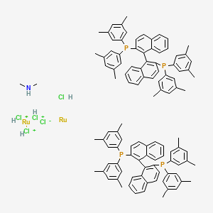 molecular formula C106H107Cl5NP4Ru2+ B3030696 [1-[2-bis(3,5-dimethylphenyl)phosphanylnaphthalen-1-yl]naphthalen-2-yl]-bis(3,5-dimethylphenyl)phosphane;N-methylmethanamine;ruthenium;trichloronioruthenium(1-);chloride;hydrochloride CAS No. 944451-10-9