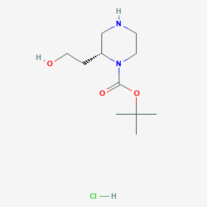 molecular formula C11H23ClN2O3 B3030731 (R)-tert-Butyl 2-(2-hydroxyethyl)piperazine-1-carboxylate hydrochloride CAS No. 947275-74-3