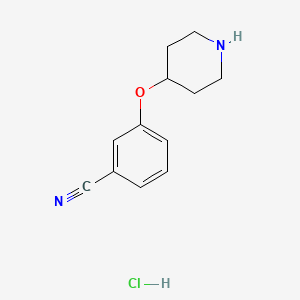 molecular formula C12H15ClN2O B3030749 3-(4-Piperidinyloxy)benzonitrile hydrochloride CAS No. 950649-07-7