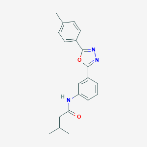 molecular formula C20H21N3O2 B303075 3-methyl-N-{3-[5-(4-methylphenyl)-1,3,4-oxadiazol-2-yl]phenyl}butanamide 