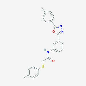 molecular formula C24H21N3O2S B303076 N-{3-[5-(4-methylphenyl)-1,3,4-oxadiazol-2-yl]phenyl}-2-[(4-methylphenyl)sulfanyl]acetamide 