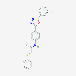 molecular formula C23H19N3O2S B303077 N-{4-[5-(3-methylphenyl)-1,3,4-oxadiazol-2-yl]phenyl}-2-(phenylsulfanyl)acetamide 