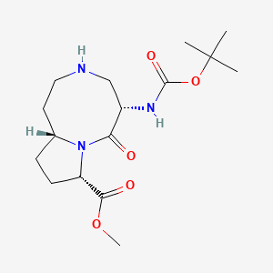 molecular formula C16H27N3O5 B3030789 (5S,8S,10aR)-Methyl 5-((tert-butoxycarbonyl)amino)-6-oxodecahydropyrrolo[1,2-a][1,5]diazocine-8-carboxylate CAS No. 957135-12-5