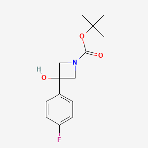 molecular formula C14H18FNO3 B3030794 叔丁基-3-(4-氟苯基)-3-羟基氮杂环丁烷-1-羧酸酯 CAS No. 958297-44-4