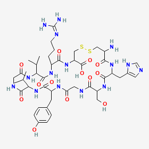molecular formula C44H67N15O13S2 B3030844 31-amino-7-[3-(diaminomethylideneamino)propyl]-25-(hydroxymethyl)-19-[(4-hydroxyphenyl)methyl]-28-(1H-imidazol-5-ylmethyl)-6,9,12,15,18,21,24,27,30-nonaoxo-10,16-di(propan-2-yl)-1,2-dithia-5,8,11,14,17,20,23,26,29-nonazacyclodotriacontane-4-carboxylic acid CAS No. 97474-88-9