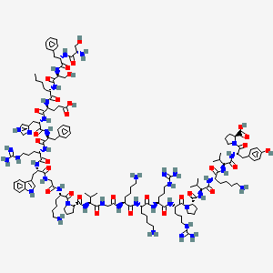 molecular formula C137H212N40O30 B3030847 (2S)-1-[(2S)-2-[[(2S)-2-[[(2S)-6-amino-2-[[(2S)-2-[[(2S)-1-[(2S)-2-[[(2S)-2-[[(2S)-6-amino-2-[[(2S)-6-amino-2-[[2-[[(2S)-2-[[(2S)-1-[(2S)-6-amino-2-[[2-[[(2S)-2-[[(2S)-2-[[(2S)-2-[[(2S)-2-[[(2S)-2-[[(2S)-2-[[(2S)-2-[[(2S)-2-[[(2S)-2-amino-3-hydroxypropanoyl]amino]-3-phenylpropanoyl]amino]-3-hydroxypropanoyl]amino]hexanoyl]amino]-4-carboxybutanoyl]amino]-3-(1H-imidazol-4-yl)propanoyl]amino]-3-phenylpropanoyl]amino]-5-carbamimidamidopentanoyl]amino]-3-(1H-indol-3-yl)propanoyl]amino]acetyl]amino]hexanoyl]pyrrolidine-2-carbonyl]amino]-3-methylbutanoyl]amino]acetyl]amino]hexanoyl]amino]hexanoyl]amino]-5-carbamimidamidopentanoyl]amino]-5-carbamimidamidopentanoyl]pyrrolidine-2-carbonyl]amino]-3-methylbutanoyl]amino]hexanoyl]amino]-3-methylbutanoyl]amino]-3-(4-hydroxyphenyl)propanoyl]pyrrolidine-2-carboxylic acid CAS No. 97773-00-7