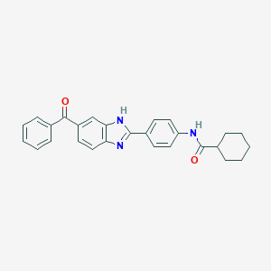 molecular formula C27H25N3O2 B303085 N-[4-(5-benzoyl-1H-benzimidazol-2-yl)phenyl]cyclohexanecarboxamide 