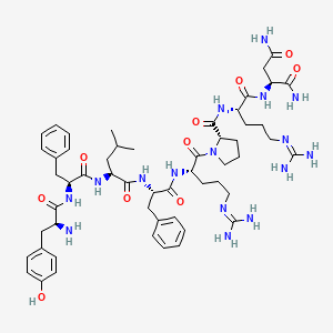 molecular formula C54H78N16O10 B3030858 (2S)-2-[[(2S)-2-[[(2S)-1-[(2S)-2-[[(2S)-2-[[(2S)-2-[[(2S)-2-氨基-3-(4-羟基苯基)丙酰]氨基]-3-苯基丙酰]氨基]-4-甲基戊酰]氨基]-3-苯基丙酰]氨基]-5-(二氨基亚甲基氨基)戊酰]吡咯烷-2-羰基]氨基]-5-(二氨基亚甲基氨基)戊酰]氨基]丁二酰胺 CAS No. 98395-75-6