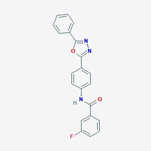 molecular formula C21H14FN3O2 B303086 3-fluoro-N-[4-(5-phenyl-1,3,4-oxadiazol-2-yl)phenyl]benzamide 