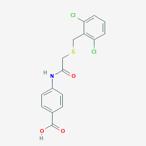 molecular formula C16H13Cl2NO3S B303090 4-({[(2,6-Dichlorobenzyl)sulfanyl]acetyl}amino)benzoic acid 