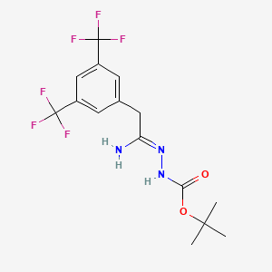 molecular formula C15H17F6N3O2 B3030914 N'-[(1Z)-1-amino-2-[3,5-bis(trifluoromethyl)phenyl]ethylidene](tert-butoxy)carbohydrazide CAS No. 1053656-14-6