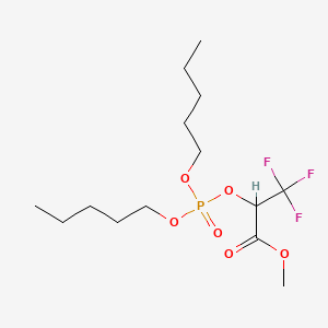 molecular formula C14H26F3O6P B3030930 Propanoic acid, 2-((bis(pentyloxy)phosphinyl)oxy)-3,3,3-trifluoro-, methyl ester CAS No. 108682-54-8