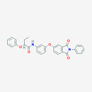 molecular formula C30H24N2O5 B303095 N-{3-[(1,3-dioxo-2-phenyl-2,3-dihydro-1H-isoindol-5-yl)oxy]phenyl}-2-phenoxybutanamide 