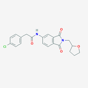 molecular formula C21H19ClN2O4 B303098 2-(4-chlorophenyl)-N-[1,3-dioxo-2-(tetrahydro-2-furanylmethyl)-2,3-dihydro-1H-isoindol-5-yl]acetamide 