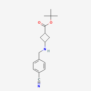 molecular formula C17H22N2O2 B3030992 Tert-butyl 3-(4-cyanobenzylamino)cyclobutanecarboxylate CAS No. 1206969-52-9