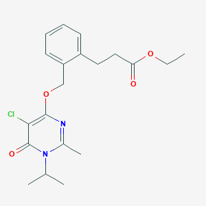 molecular formula C20H25ClN2O4 B3031018 Ethyl 3-(2-((5-chloro-1,6-dihydro-1-isopropyl-2-methyl-6-oxopyrimidin-4-yloxy)methyl)phenyl)propanoate CAS No. 1258652-72-0