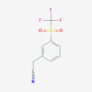 molecular formula C9H6F3NO2S B3031034 3-(三氟甲基磺酰基)苯乙腈 CAS No. 1301739-15-0
