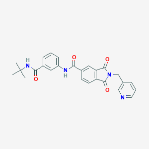 molecular formula C26H24N4O4 B303109 N-{3-[(tert-butylamino)carbonyl]phenyl}-1,3-dioxo-2-(3-pyridinylmethyl)-5-isoindolinecarboxamide 