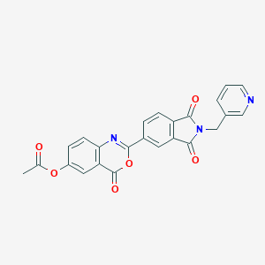 molecular formula C24H15N3O6 B303112 2-[1,3-dioxo-2-(pyridin-3-ylmethyl)-2,3-dihydro-1H-isoindol-5-yl]-4-oxo-4H-3,1-benzoxazin-6-yl acetate 
