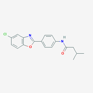 molecular formula C18H17ClN2O2 B303133 N-[4-(5-chloro-1,3-benzoxazol-2-yl)phenyl]-3-methylbutanamide 