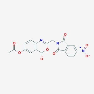 molecular formula C19H11N3O8 B303135 2-[(5-nitro-1,3-dioxo-1,3-dihydro-2H-isoindol-2-yl)methyl]-4-oxo-4H-3,1-benzoxazin-6-yl acetate 
