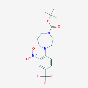 molecular formula C17H22F3N3O4 B3031395 叔丁基4-[2-硝基-4-(三氟甲基)苯基]-1,4-二氮杂环戊烷-1-羧酸酯 CAS No. 306934-72-5