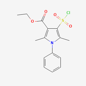 molecular formula C15H16ClNO4S B3031399 Ethyl 4-(chlorosulfonyl)-2,5-dimethyl-1-phenyl-1H-pyrrole-3-carboxylate CAS No. 306936-28-7