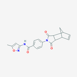molecular formula C20H17N3O4 B303146 4-(1,3-dioxo-1,3,3a,4,7,7a-hexahydro-2H-4,7-methanoisoindol-2-yl)-N-(5-methyl-1,2-oxazol-3-yl)benzamide 