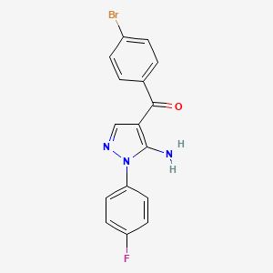 molecular formula C16H11BrFN3O B3031667 (5-Amino-1-(4-fluorophenyl)-1H-pyrazol-4-YL)(4-bromophenyl)methanone CAS No. 618091-40-0