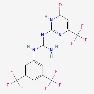 molecular formula C14H8F9N5O B3031669 1-(3,5-Bis(trifluoromethyl)phenyl)-3-(4-hydroxy-6-(trifluoromethyl)pyrimidin-2-yl)guanidine CAS No. 618092-26-5