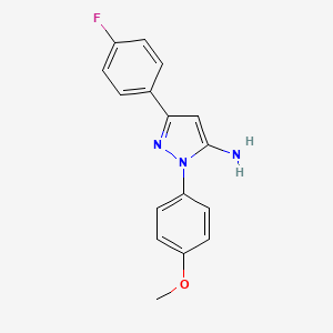 molecular formula C16H14FN3O B3031670 5-(4-Fluorophenyl)-2-(4-methoxyphenyl)pyrazol-3-amine CAS No. 618098-08-1