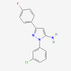 molecular formula C15H11ClFN3 B3031672 2-(3-Chlorophenyl)-5-(4-fluorophenyl)pyrazol-3-amine CAS No. 618098-30-9