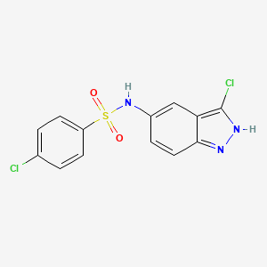 molecular formula C13H9Cl2N3O2S B3031728 Benzenesulfonamide, 4-chloro-N-(3-chloro-1H-indazol-5-yl)- CAS No. 647853-73-4