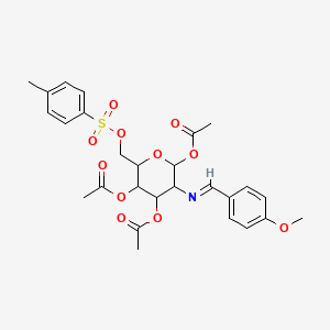 molecular formula C27H31NO11S B3031750 [4,6-二乙酰氧基-5-[(4-甲氧基苯基)亚甲基氨基]-2-[(4-甲基苯基)磺酰氧基甲基]氧杂-3-基] 乙酸酯 CAS No. 6619-11-0