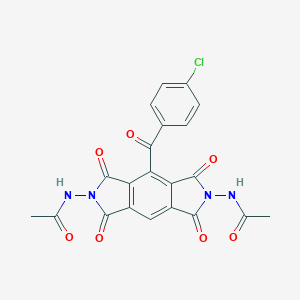 molecular formula C21H13ClN4O7 B303197 N-(6-(acetylamino)-4-(4-chlorobenzoyl)-1,3,5,7-tetraoxo-5,7-dihydropyrrolo[3,4-f]isoindol-2(1H,3H)-yl)acetamide 