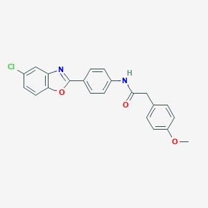 molecular formula C22H17ClN2O3 B303204 N-[4-(5-chloro-1,3-benzoxazol-2-yl)phenyl]-2-(4-methoxyphenyl)acetamide 