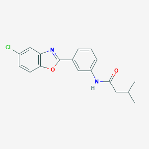 molecular formula C18H17ClN2O2 B303205 N-[3-(5-chloro-1,3-benzoxazol-2-yl)phenyl]-3-methylbutanamide 
