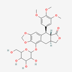 molecular formula C28H32O13 B3032113 (5aS,8aS,9R)-4-[3,4,5-trihydroxy-6-(hydroxymethyl)oxan-2-yl]oxy-9-(3,4,5-trimethoxyphenyl)-5a,6,8a,9-tetrahydro-5H-[2]benzofuro[6,5-f][1,3]benzodioxol-8-one CAS No. 11024-59-2