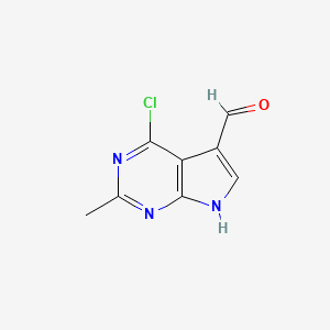 molecular formula C8H6ClN3O B3032120 4-Chloro-2-methyl-7H-pyrrolo[2,3-d]pyrimidine-5-carbaldehyde CAS No. 1111237-78-5