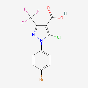 molecular formula C11H5BrClF3N2O2 B3032138 1-(4-Bromophenyl)-5-chloro-3-(trifluoromethyl)-1H-pyrazole-4-carboxylic acid CAS No. 1152979-18-4