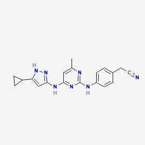 2-[4-({4-[(5-Cyclopropyl-1H-pyrazol-3-YL)amino]-6-methylpyrimidin-2-YL}amino)phenyl]acetonitrile