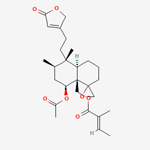 molecular formula C27H38O7 B3032212 [(4Ar,5S,7R,8S,8aR)-5-乙酰氧基-7,8-二甲基-8-[2-(5-氧代-2H-呋喃-3-基)乙基]螺[2,3,5,6,7,8a-六氢-1H-萘-4,2'-环氧乙烷]-4a-基]甲基 (E)-2-甲基丁-2-烯酸酯 CAS No. 124961-66-6