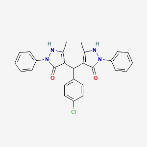 molecular formula C27H23ClN4O2 B3032329 1H-吡唑-5-醇, 4,4'-[(4-氯苯基)亚甲基]双[3-甲基-1-苯基- CAS No. 143699-06-3