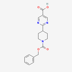 molecular formula C18H19N3O4 B3032351 2-(1-((Benzyloxy)carbonyl)piperidin-4-YL)pyrimidine-5-carboxylic acid CAS No. 1447606-17-8