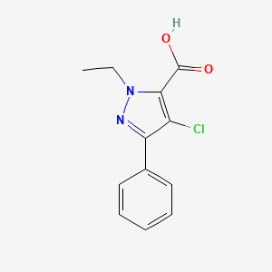 molecular formula C12H11ClN2O2 B3032400 4-chloro-1-ethyl-3-phenyl-1H-pyrazole-5-carboxylic acid CAS No. 1630763-37-9