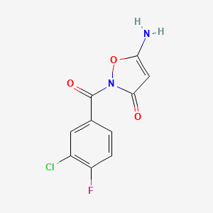 molecular formula C10H6ClFN2O3 B3032405 5-amino-2-[(3-chloro-4-fluorophenyl)carbonyl]-1,2-oxazol-3(2H)-one CAS No. 1630763-98-2